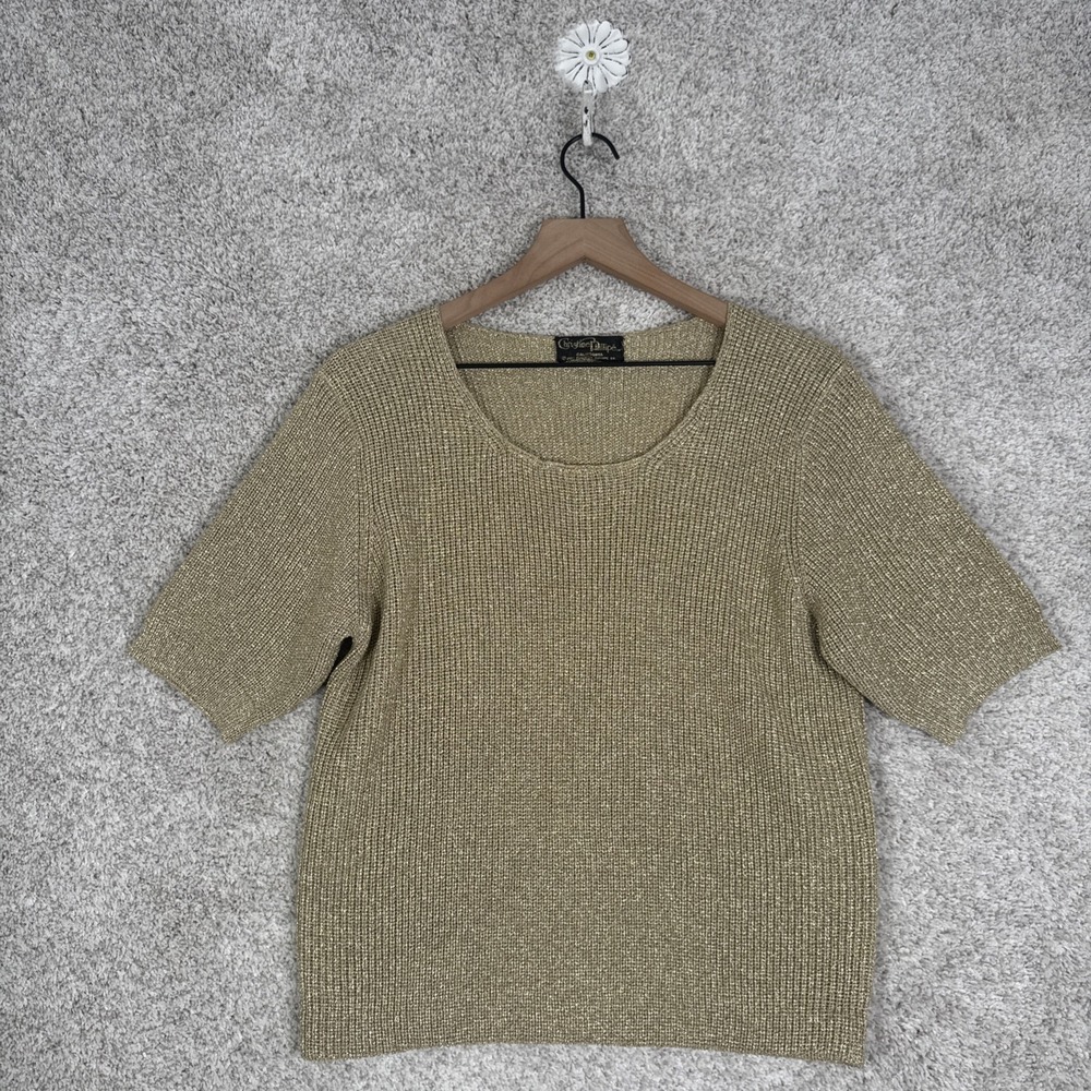 Christine Phillipe SIZE Small Gold Vintage Short Sleeve Sweater